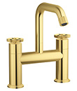 (KJ826N000 Brushed Gold-Zr (2)) Two handle bath mixer deck-mounted